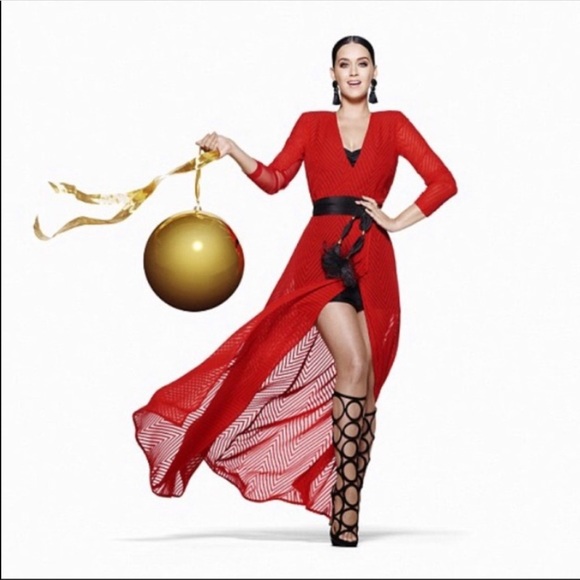 H&M Katy Perry holiday Red Chiffon Maxi Dress - Picture 1 of 16